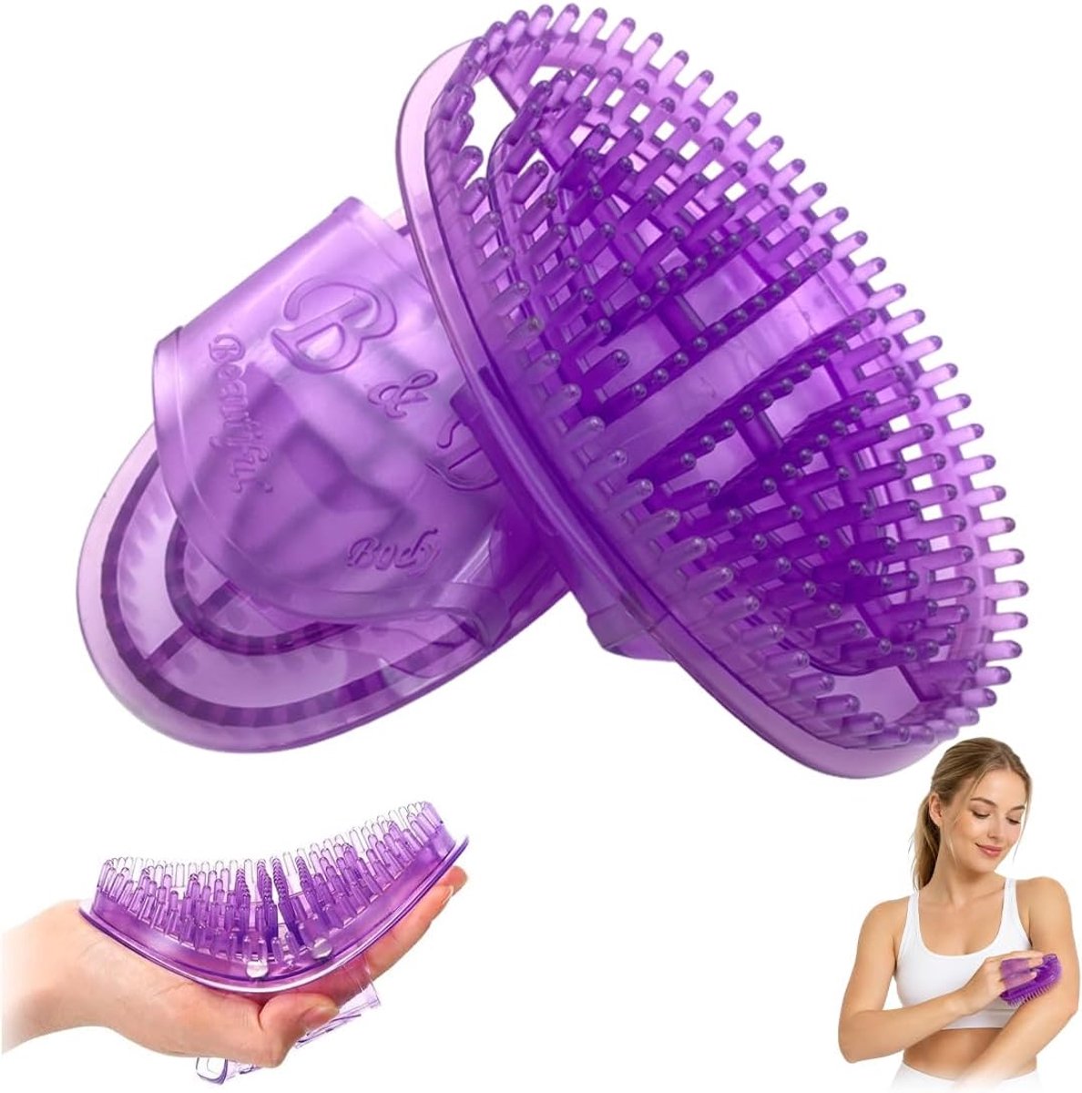 2 stuks Meridian-massageborstel, buikmassageborstel, professionele massageborstel lichaam, handschrobber voor - ShopVlot