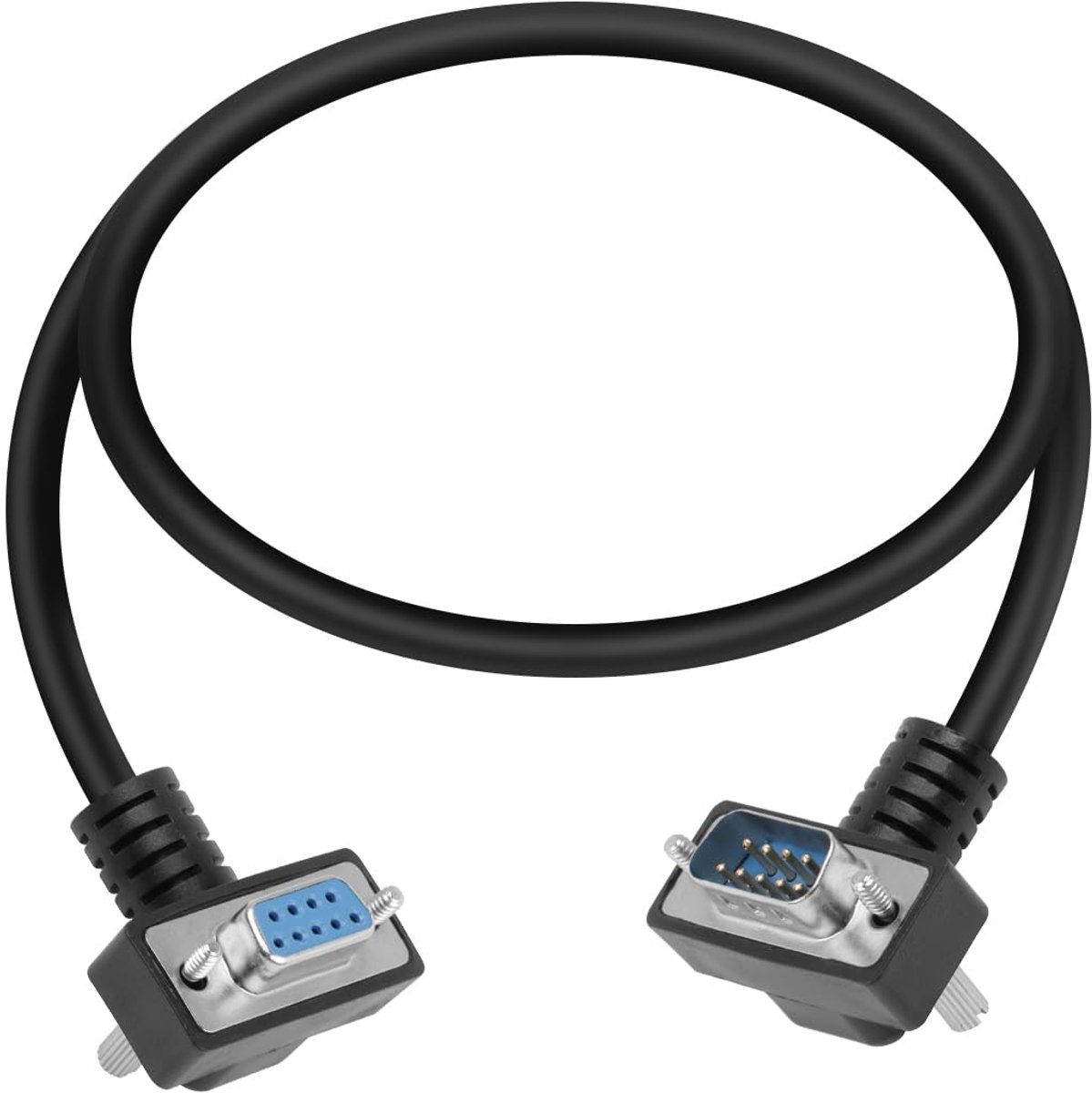 90 graden DB9 man naar vrouw 9 pin verlengkabel, RS232 seriële kabel voor gegevenstoegang (0.5M)