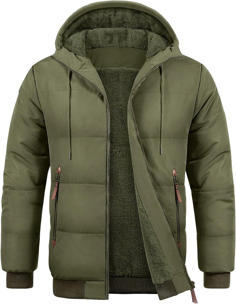 Herenjas voor de winter, fleece, warm, gevoerd, met capuchon en zakken, thermische parka, casual, voor de herfst