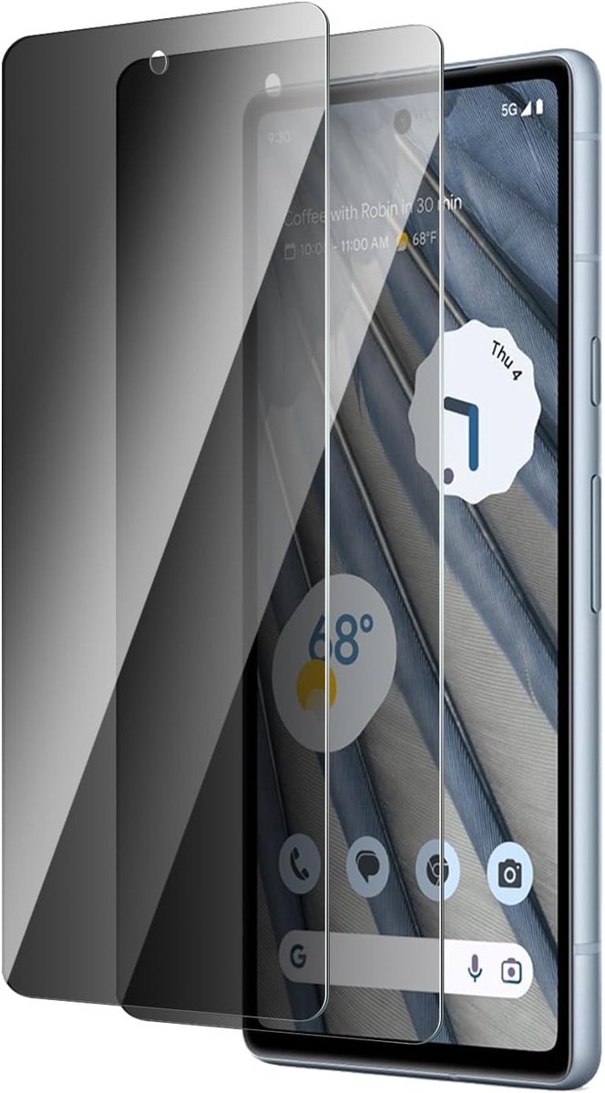 Displaybeschermfolie voor Google Pixel 7a, anti-spion, 2 stuks, gehard glasfolie met hardheid 9H, krasbestendig, anti-vingerafdruk, eenvoudige installatie