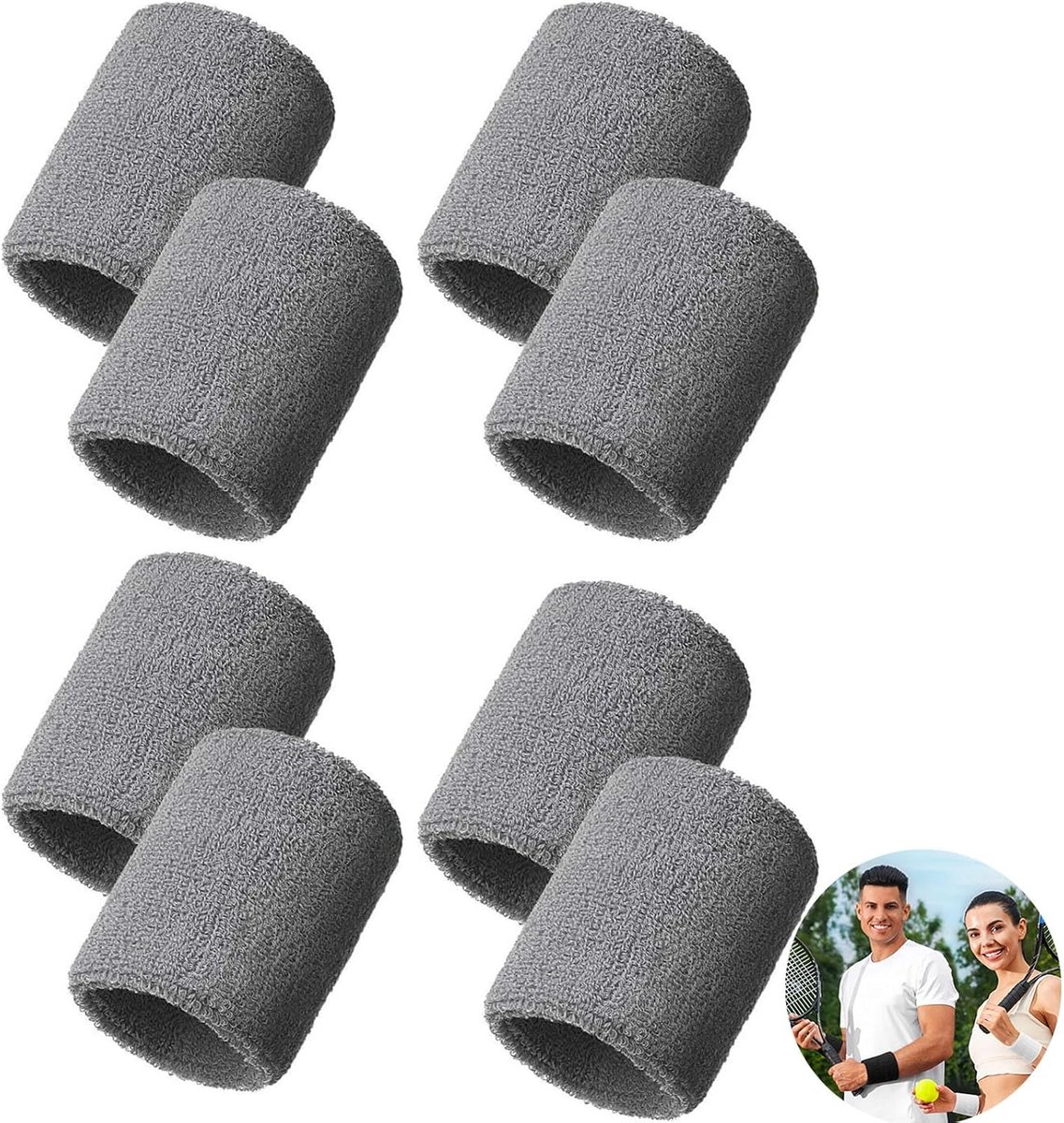 Zweetband voor sport, 8 stuks, zweetband, uniseks, voor voetbal, basketbal, hardlopen, tennis