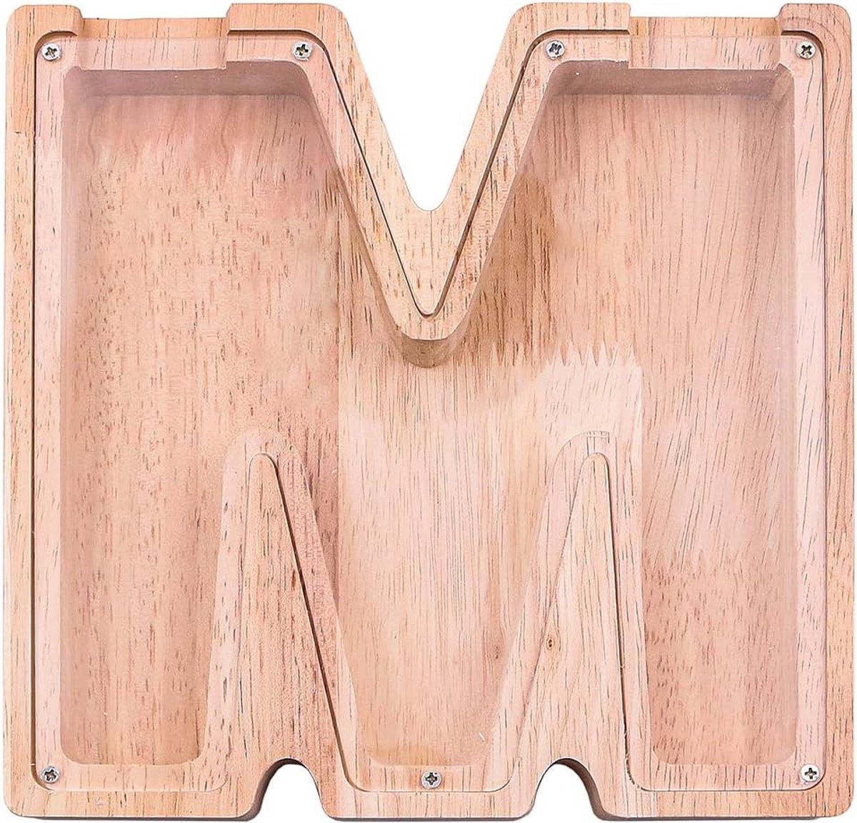 Spaarpot Houten Letters Geld Creatieve Transparante Doos Spaarblik Voor Familie Kerst Diy Decoratie-M