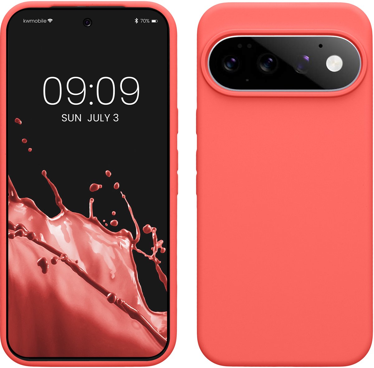 kwmobile telefoonhoesje geschikt voor Google Pixel 11 Pro XL - Hoesje met siliconen coating - Smartphone case in neon koraal