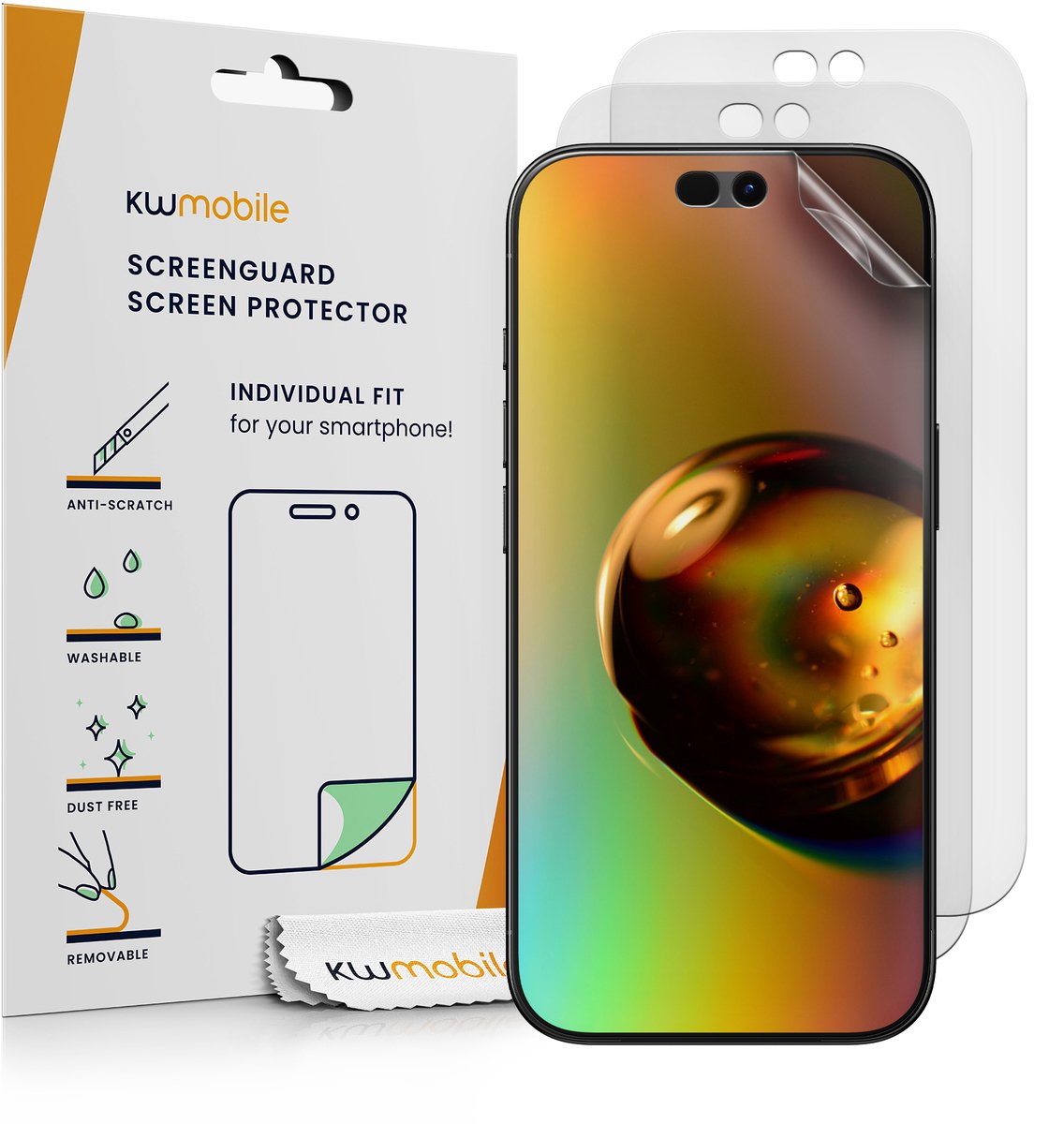 kwmobile Set of 3 Screen Protectors Compatible with Apple iPhone 18 Pro Max - Anti-Glare Anti-Fingerprint Display Films - Matte