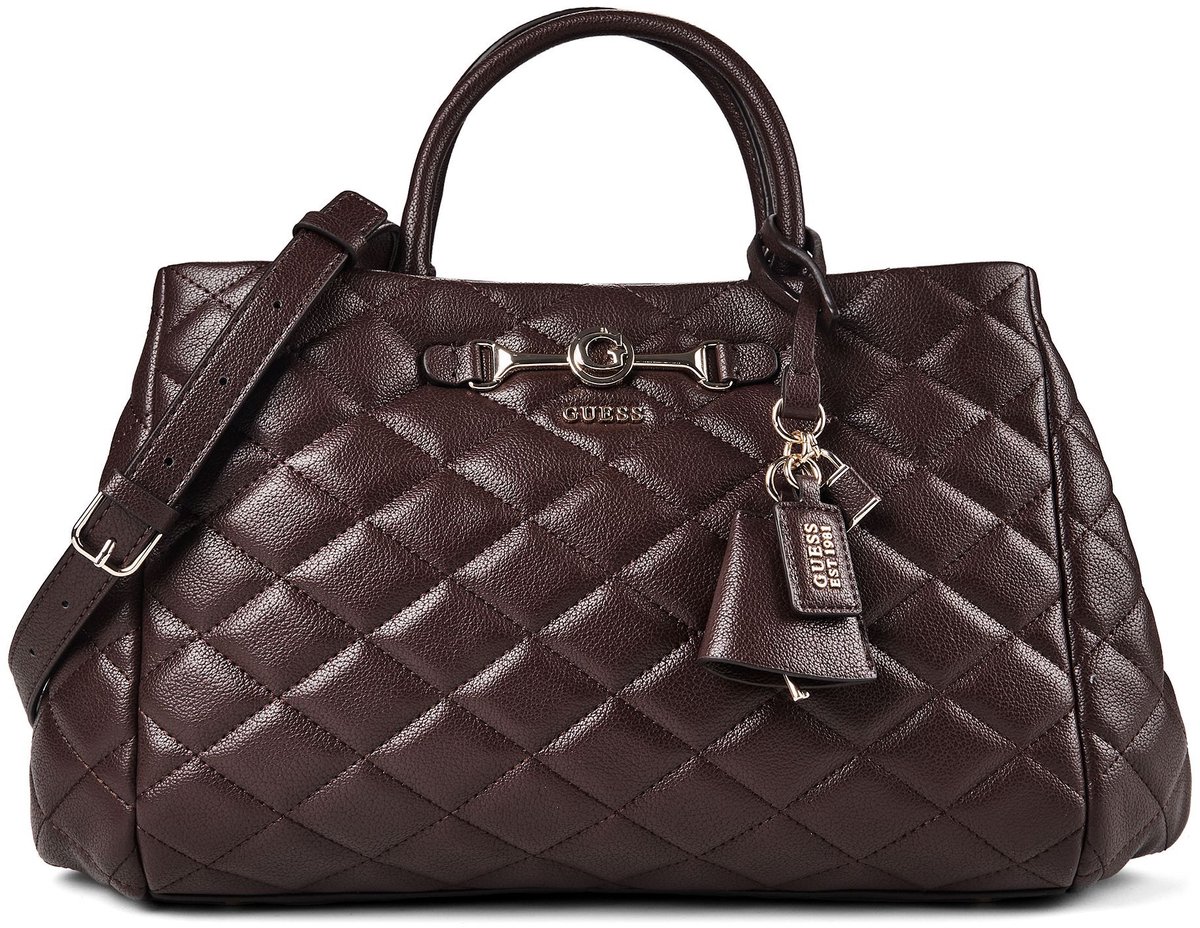 GUESS schoudertas handtas Frances Girlfriend Satchel Brown donkerbruin