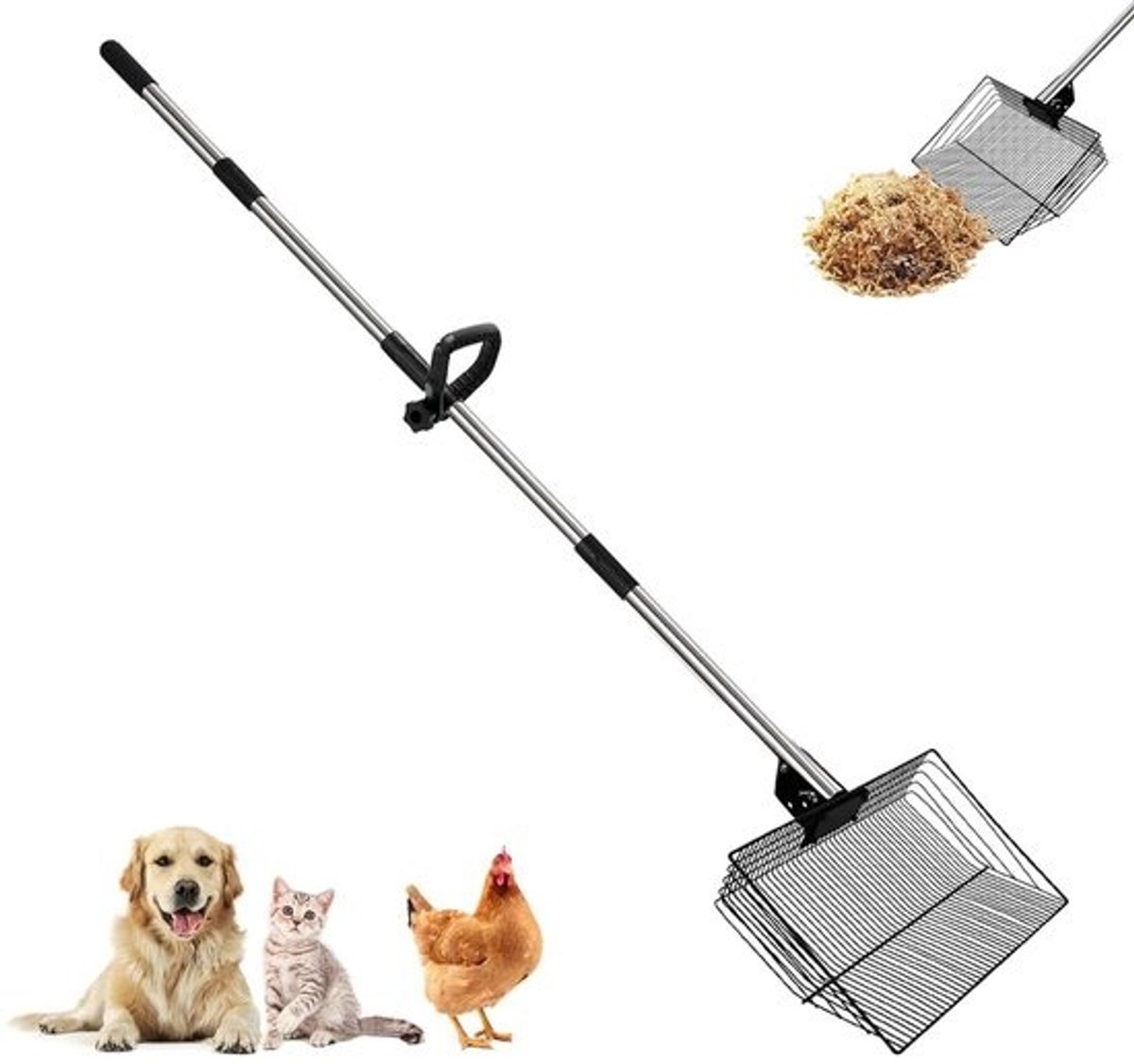 30 cm kippenpoepschep voor kippenhokken - verstelbaar 5-in-1 gereedschap