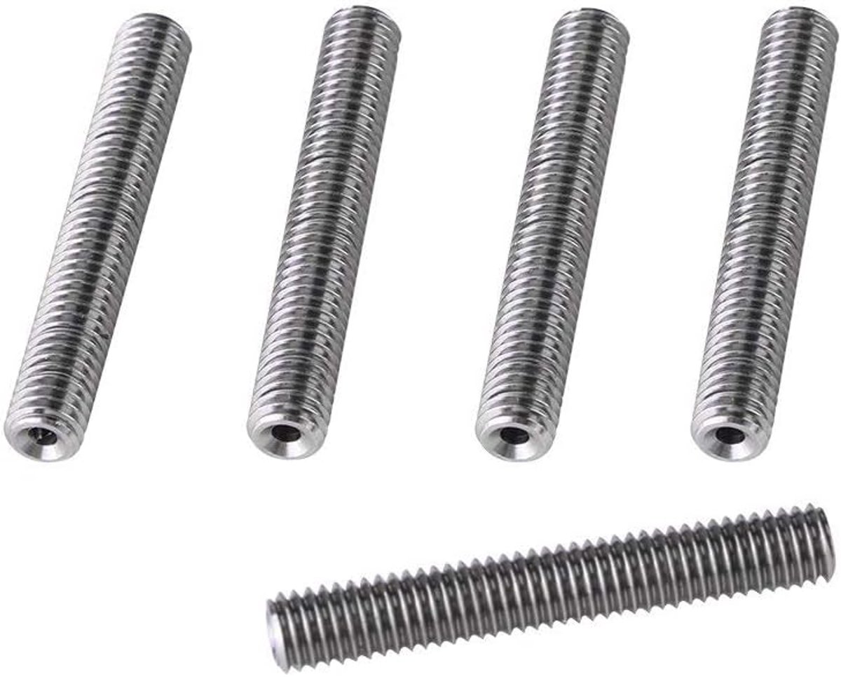5 stuks M6x40mm/50mm mondstuk nek, 3D printer extruder accessoires 6 mm schroefdraad diameter RVS PTFE buis, geschikt voor 1,75 mm filament 3D printer MK8 extruder(M6 * 40 mm)