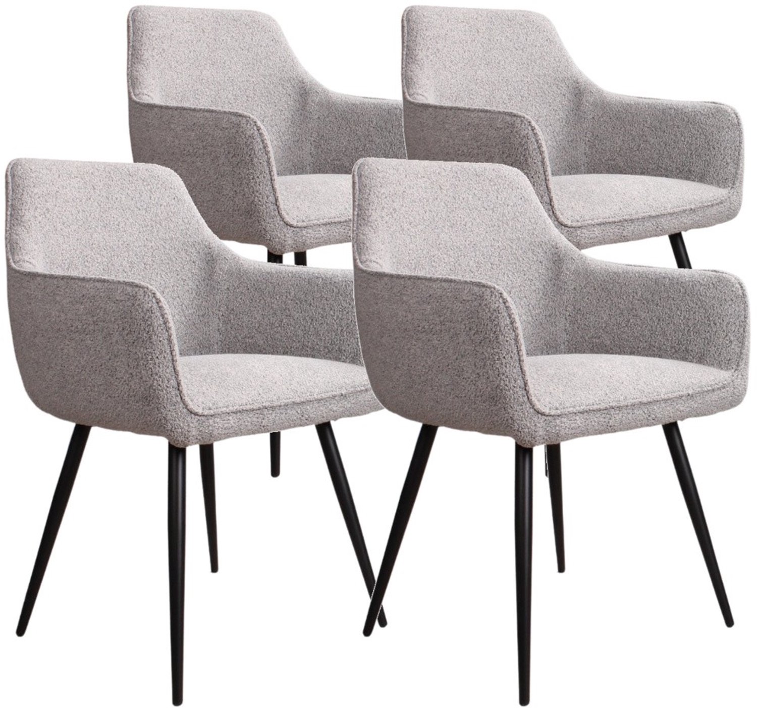DS4U - - Ravi 3.0 eetkamerstoel - Set van 4 - Grijs - Boucle - Met armleuning