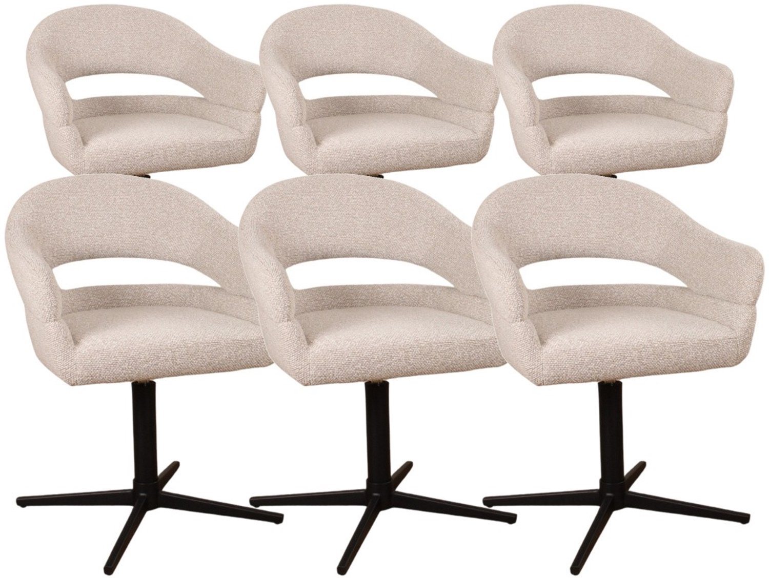 DS4U - - Mila armstoel met terugdraaifunctie - Set van 6 - Champagne - Stof