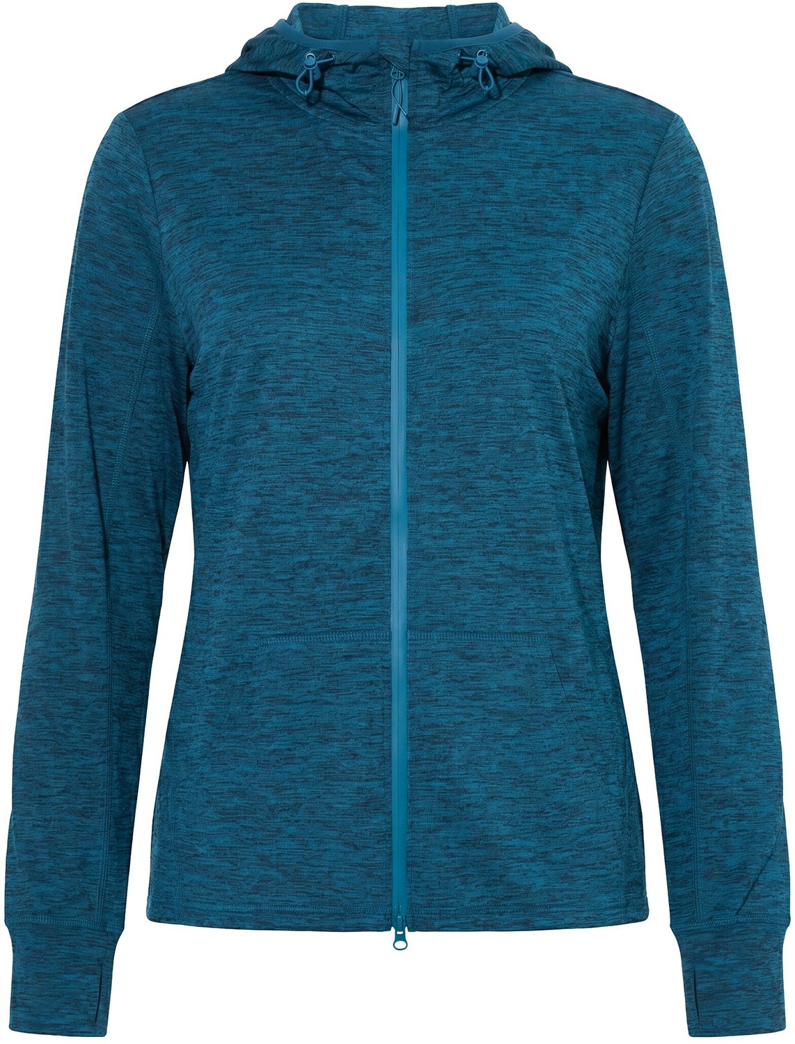 Ulla Popken - Dames - Jas powerstretch capuchon 2-wegrits - Donkerpetrol - Maat 50+