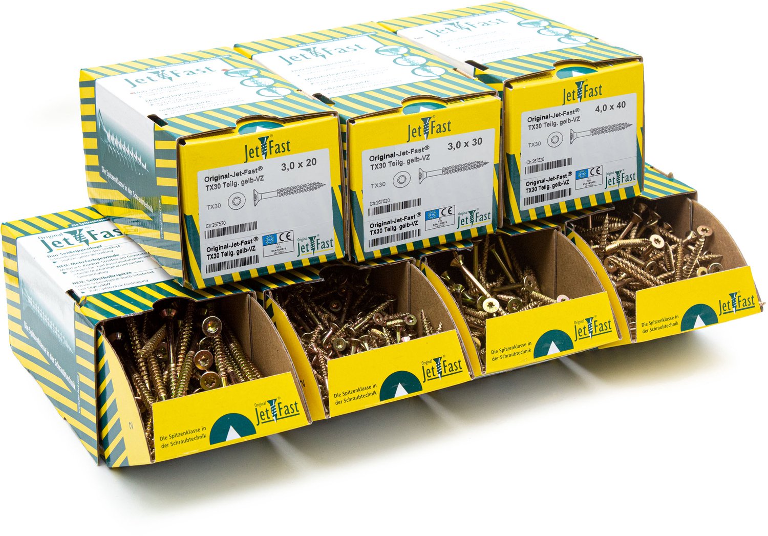 Jet-Fast Schroeven Assortiment 3900-delig – Torx Houtschroeven TX10/TX20 – 5 Maten 3 x 20 t/m 5 x 60 mm