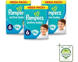 3 x Pampers - Active Baby - Luiers - Maat 6 (13-18 kg) - Extra Groot - 96 Luiers - Grootverpakking - Vaatwasstrips - Luiers Voor Baby - Droge Luiers - Beschermende Luiers - Actieve Luiers - Superabsorberende Luiers
