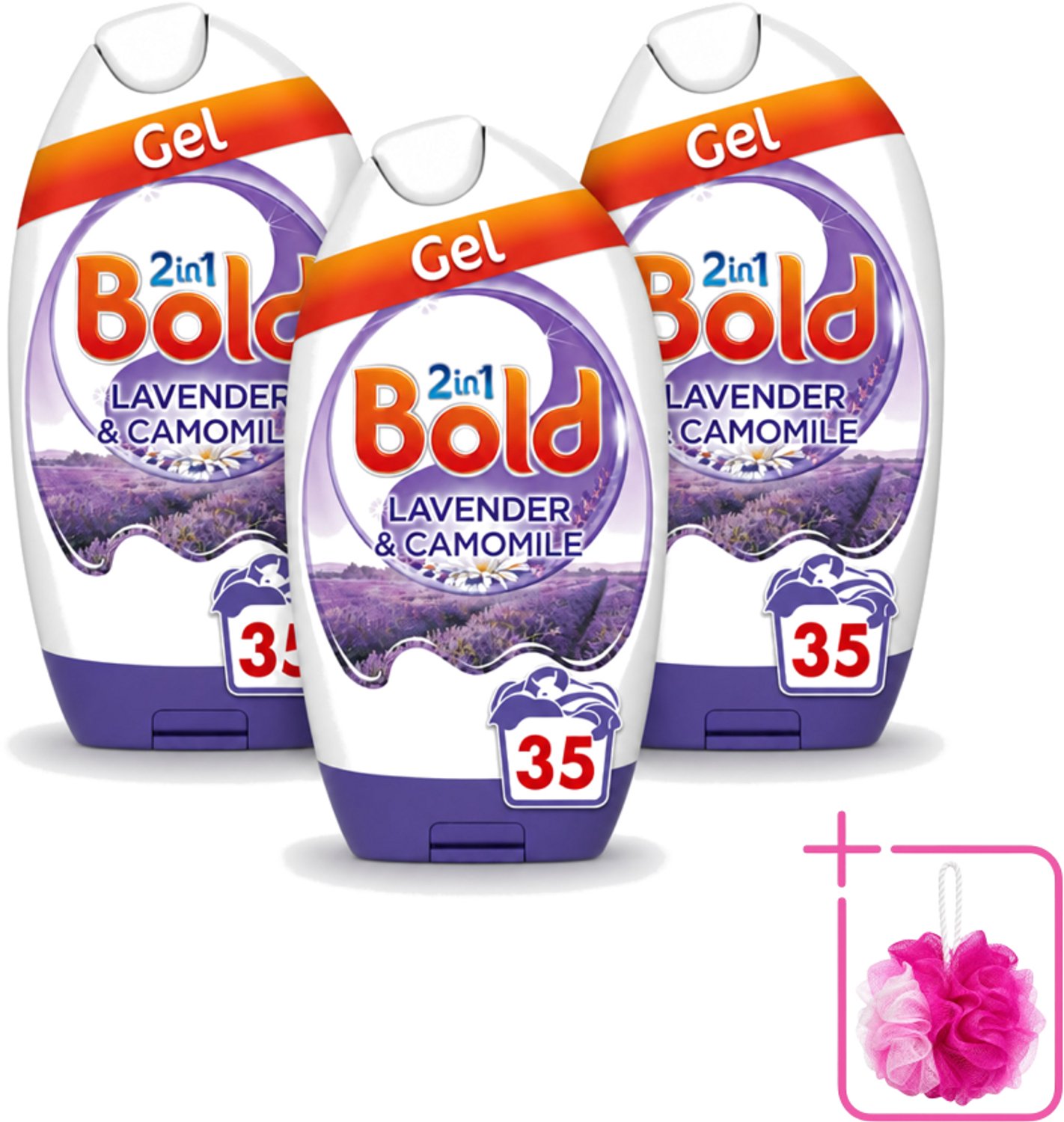 3 x BOLD - Wasgel - 2 in 1 - Lavendel en Kamille - 35 Wasbeurten - Bulkverpakking - Wasgel - Douchemop - Wasmiddel