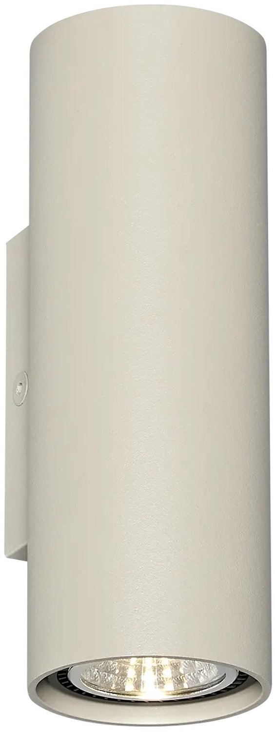 Taboo wandlamp in beige, onderdeel van de Deco-collectie, met lichtbundel die zowel omhoog als omlaag straalt.