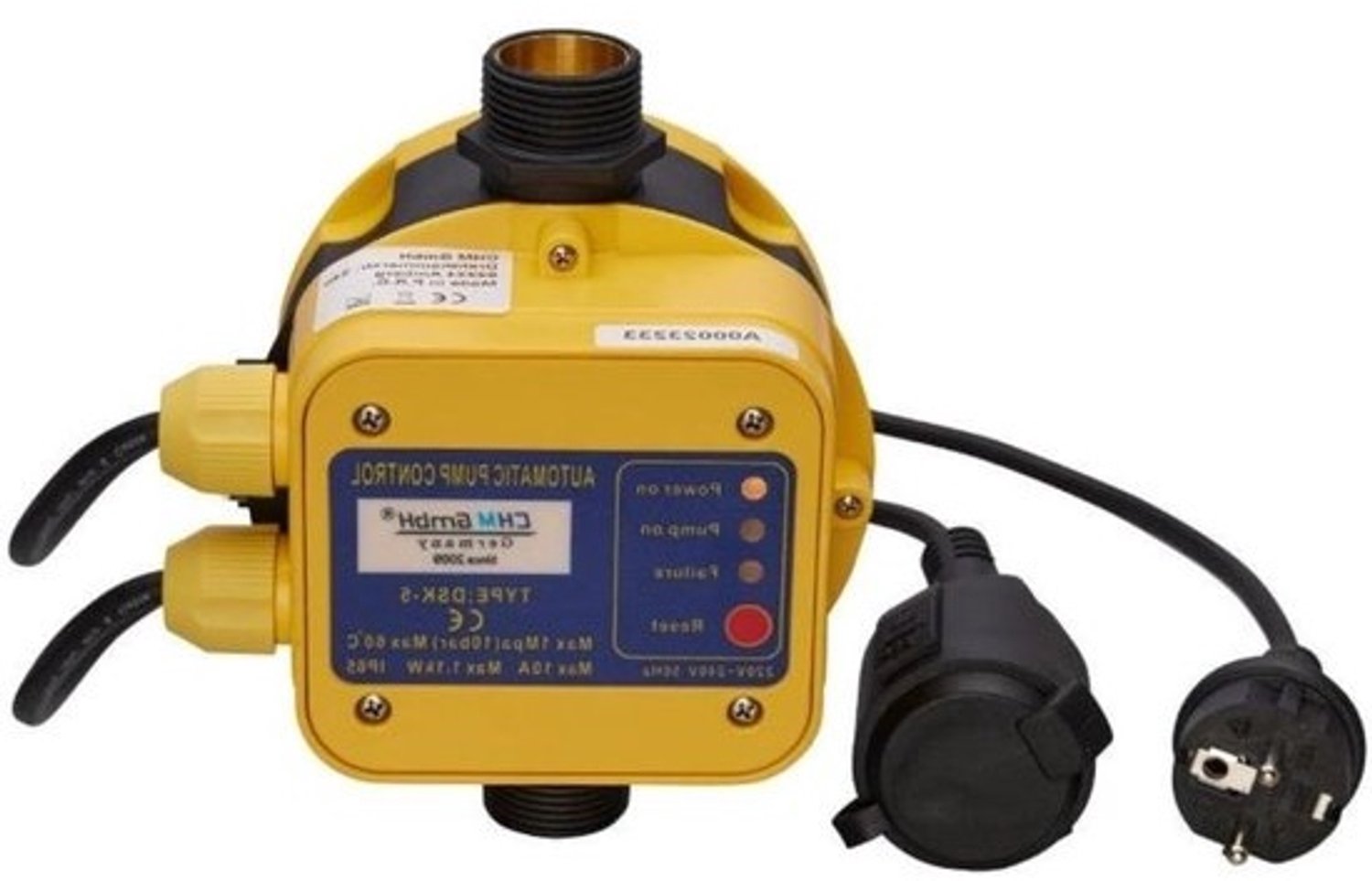 Schakelaar voor tuinpomp - Automatische drukregelaar - Regeling van de waterdruk - Inclusief beveiliging tegen drooglopen - Maximaal 1.1 kW - Zwart