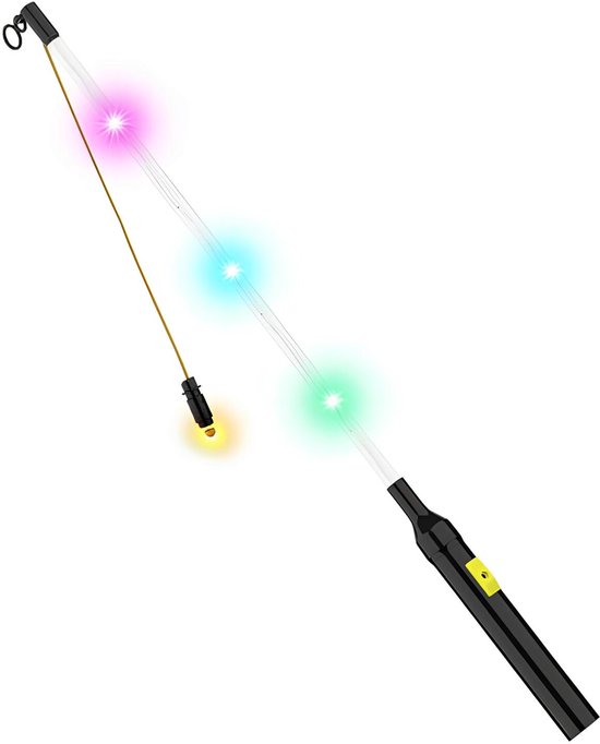 Cepewa Lampionstokje - 2x - met 4 LED lichtjes - excl. batterijen - 50 cm - zwart — afbeelding 4