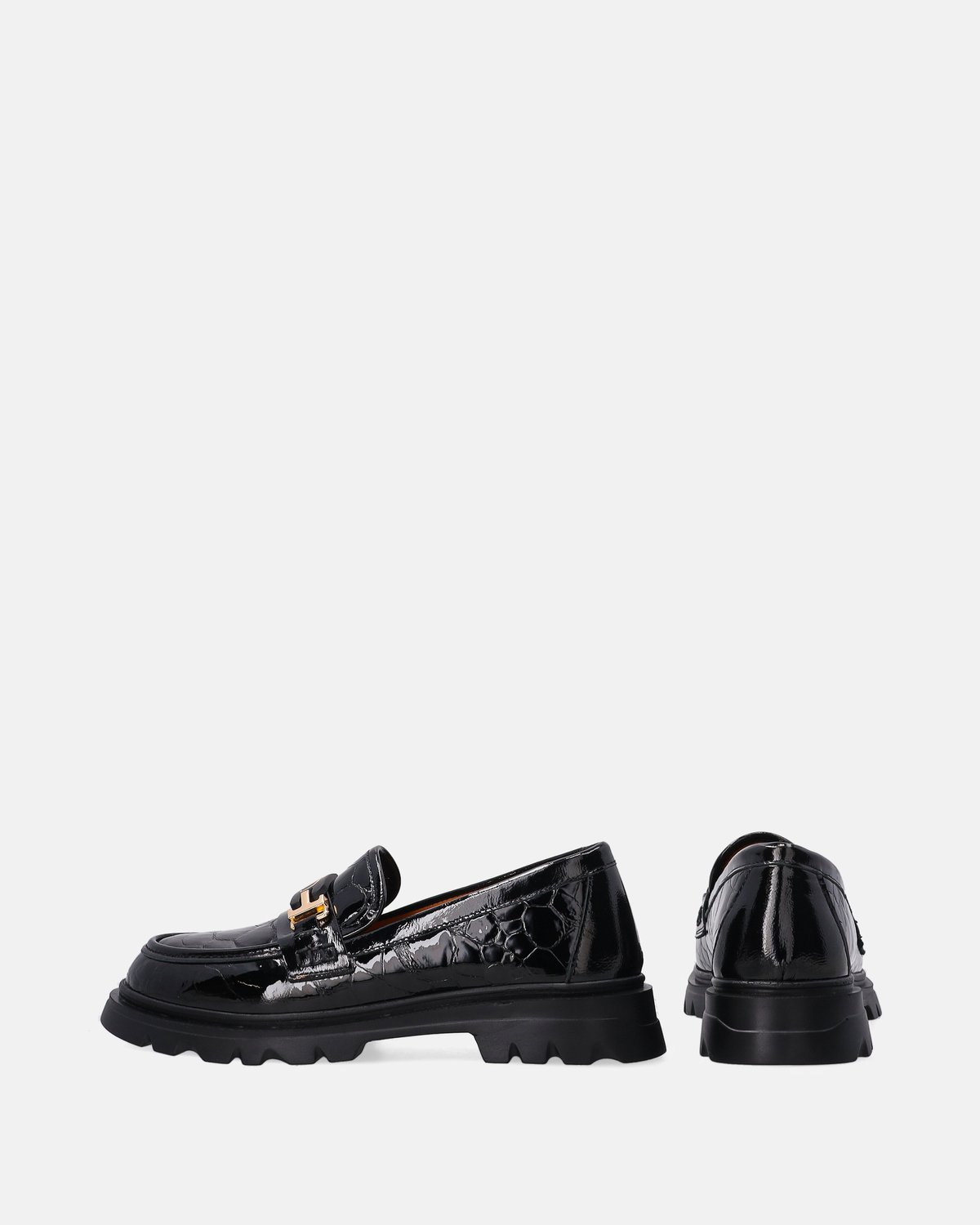 Zwarte lakleren mocassins met reliëf - maat 39