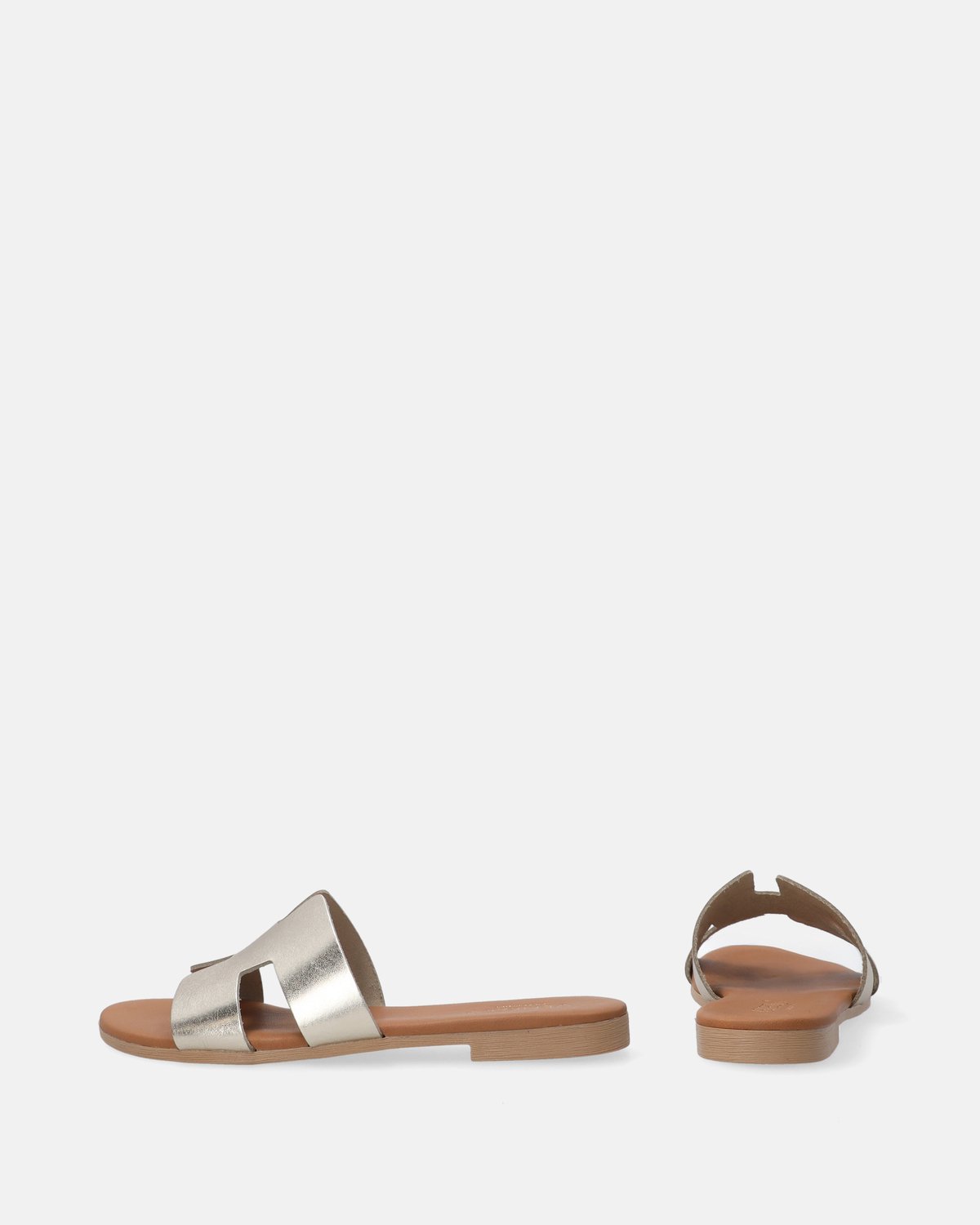 Gouden Leren Slippers - Uitgesneden Bovenwerk - Maat 38