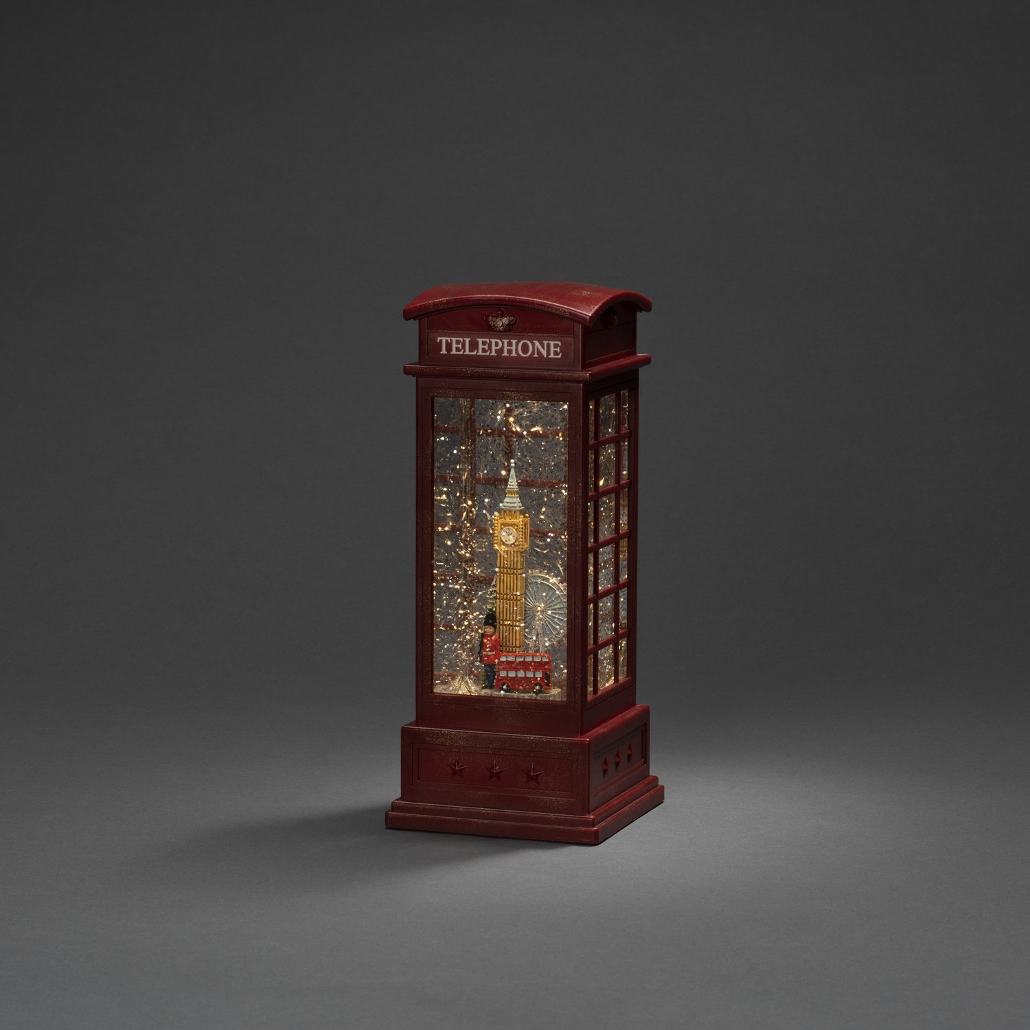 Kerstlantaarn voor binnen – telefooncel met Londen skyline - Warm wit – 25cm - Sneeuwlantaarn - Kerstverlichting op batterijen & USB incl. Timer – foto 8