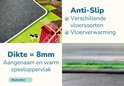 Close-up van de antislip-onderkant en de 8mm dikte van de boerderijspeelmat.