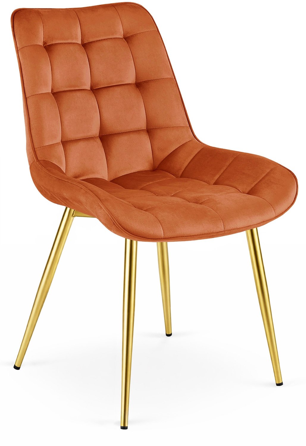 Oskar Eetkamerstoel BERA – Koperkleurig Velvet / Fluweel – Gestoffeerde Zitting – Goudkleurige Metalen Poten – Modern Scandinavisch Design – Voor Eetkamer, Keuken en Woonkamer