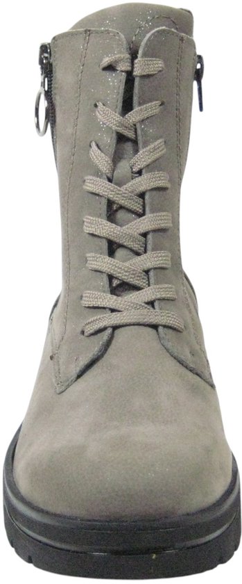 Vooraanzicht van grijze glitter veterboot van Wäldlaufer met zwarte zool.