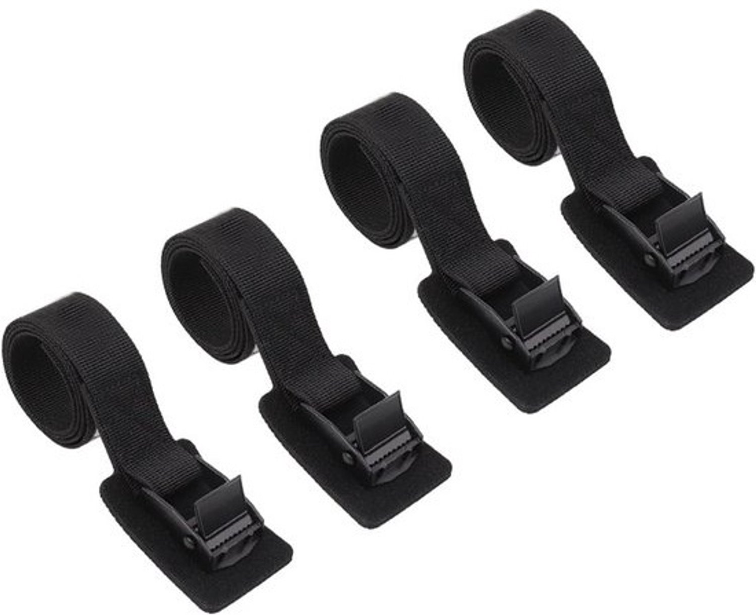 4 stuks spanbanden met klemgesp - Verstelbaar tot 50 cm - Voor camping, auto, motor, fiets, steekwagen en bagage - Zwart