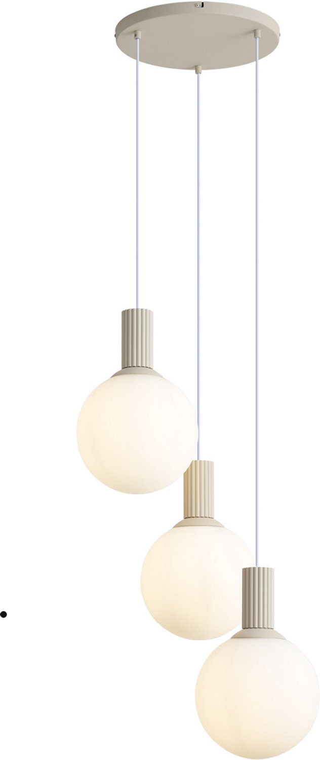 Qazqa eettafel japandi hanglamp - Polly - beige, 3-lichts, 55cm, ideaal als eettafellamp