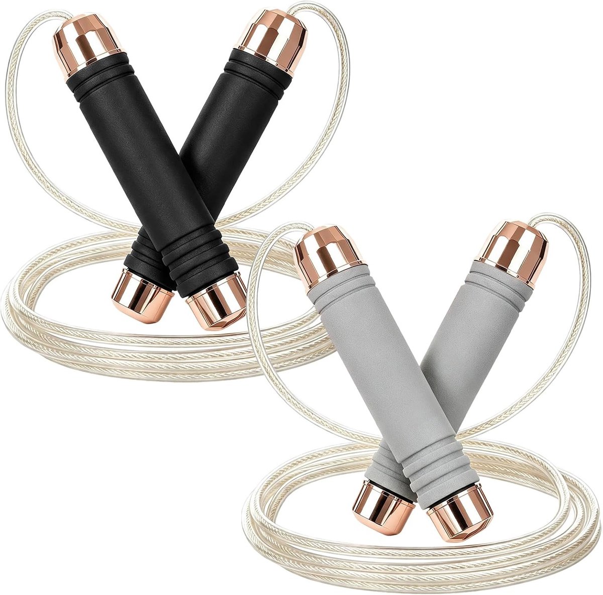 Verstelbaar springtouw voor volwassenen, 3 meter lang, ideaal voor fitness en cardio, set van 2