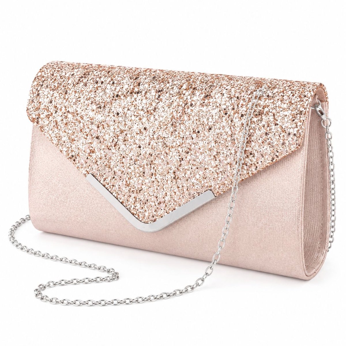 VHV - Avondclutch - Avondtasje - Clutch voor dames - Enveloptas - Portemonnee aan ketting - Envelope voor dames - Glitter - voor bruiloften