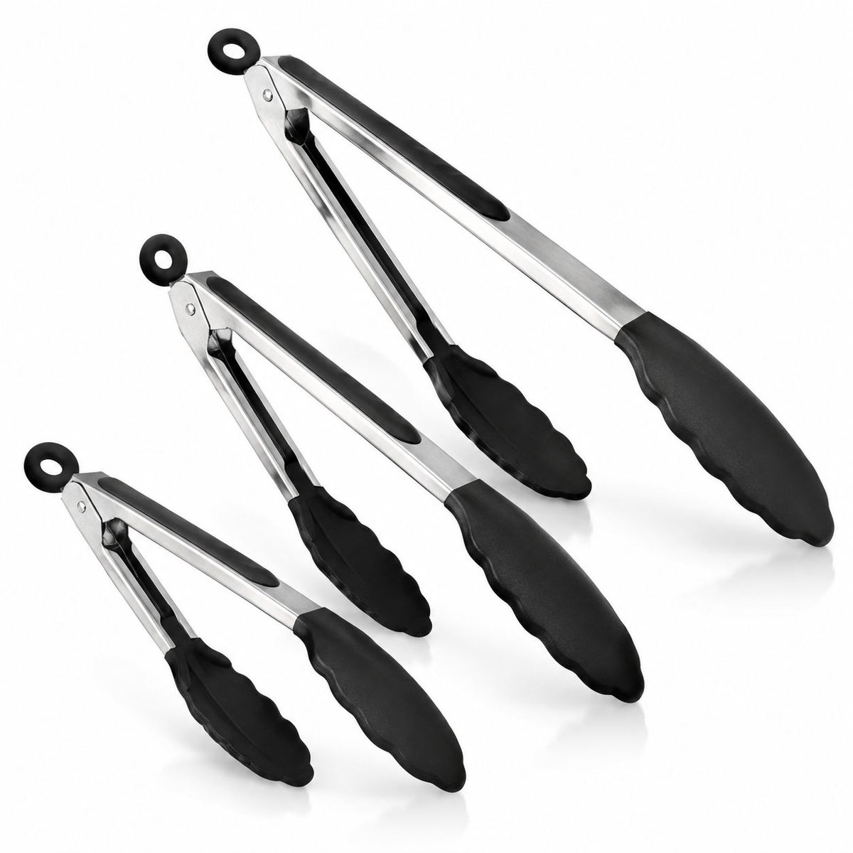 VHV - 3-delige keukentangenset - Hittebestendig - 7/9/12 inch - Handgrepen van roestvrij staal - Grilltangen - Grillaccessoires - Zwar - in de keuken