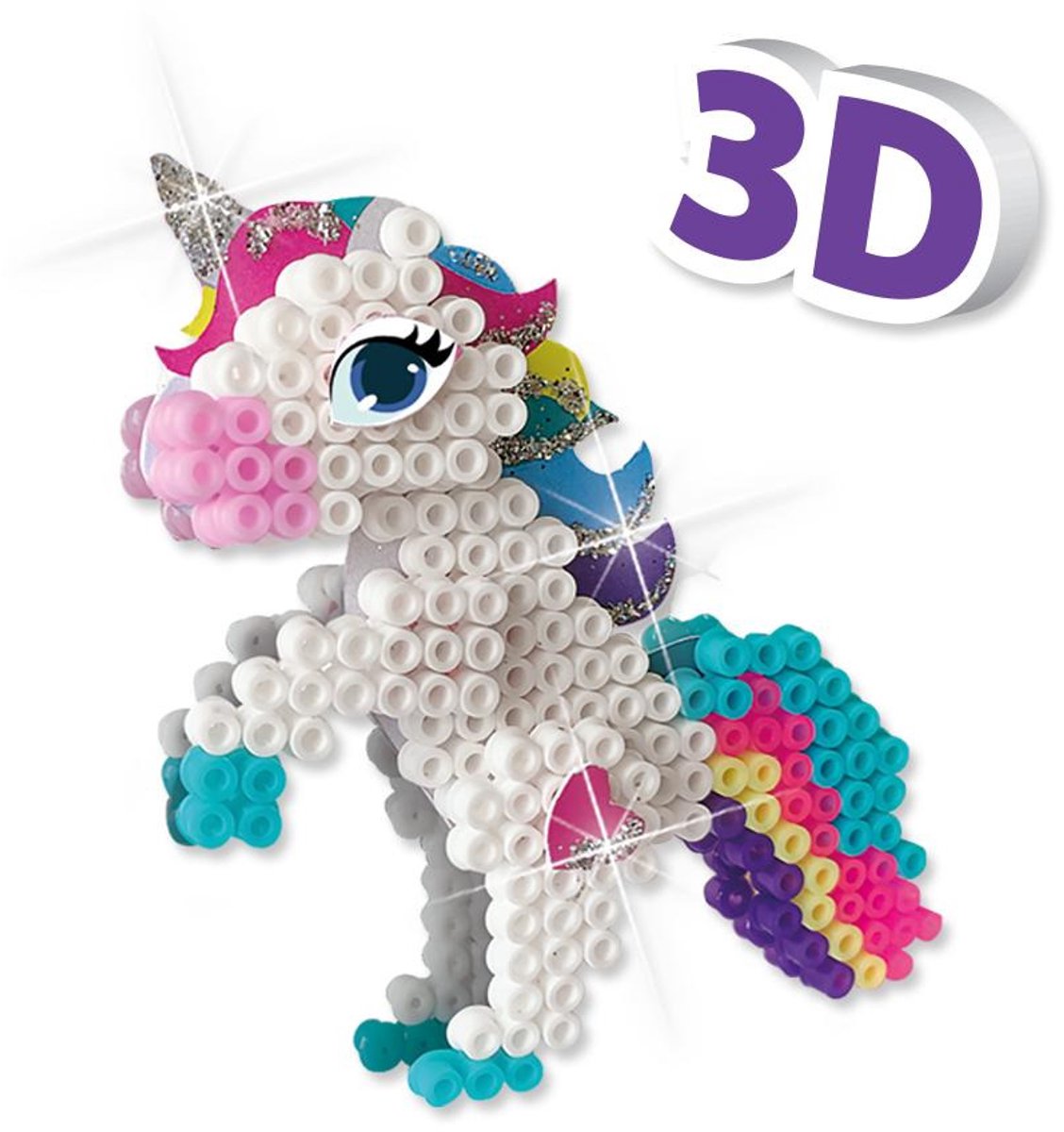 SES Creative Beedz Strijkkralen Set - Unicorns 3D - Voor Meisjes vanaf 5 Jaar - 1800 Stuks - Knutselen - PVC-Vrij - Schoencadeautjes Sinterklaas — cadeau in Spellen & Speelgoed - foto 7
