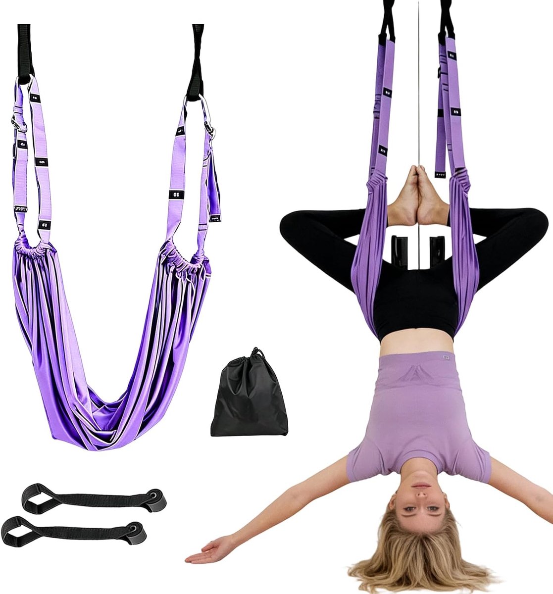 Yoga Gymnastiek Stretchband - Paarse therapeutische hangmat - Geschikt voor volwassenen - Ideaal voor thuis en onderweg - ShopVlot