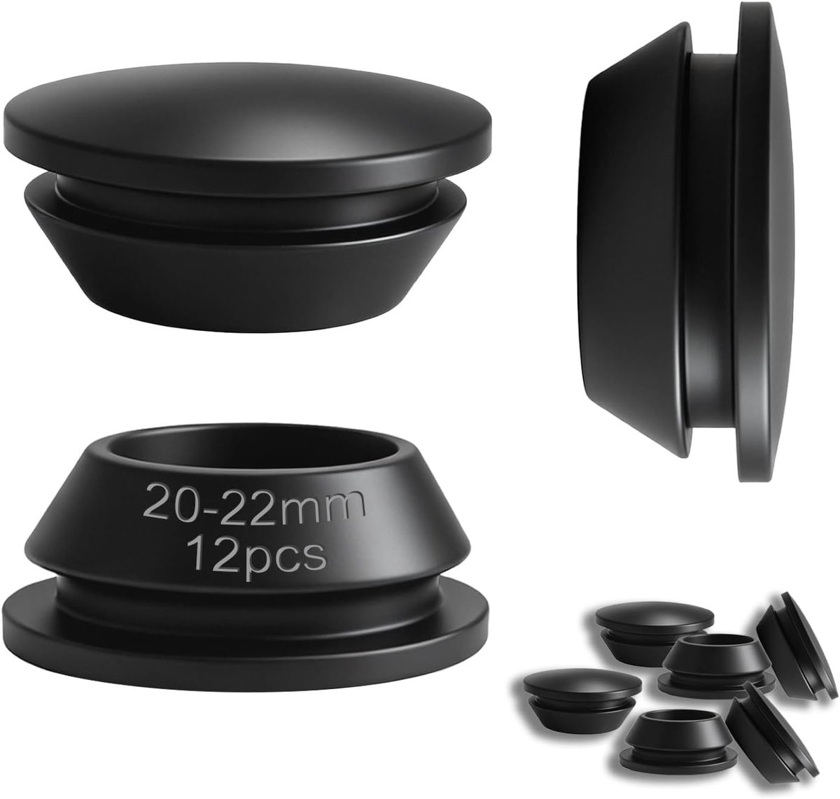 12pcs 20-22mm Hole Rubber Stops Round Silicone Stopper Black Hole Stopper Waterproof Closure Stopper Bottle Rubber - ShopVlot