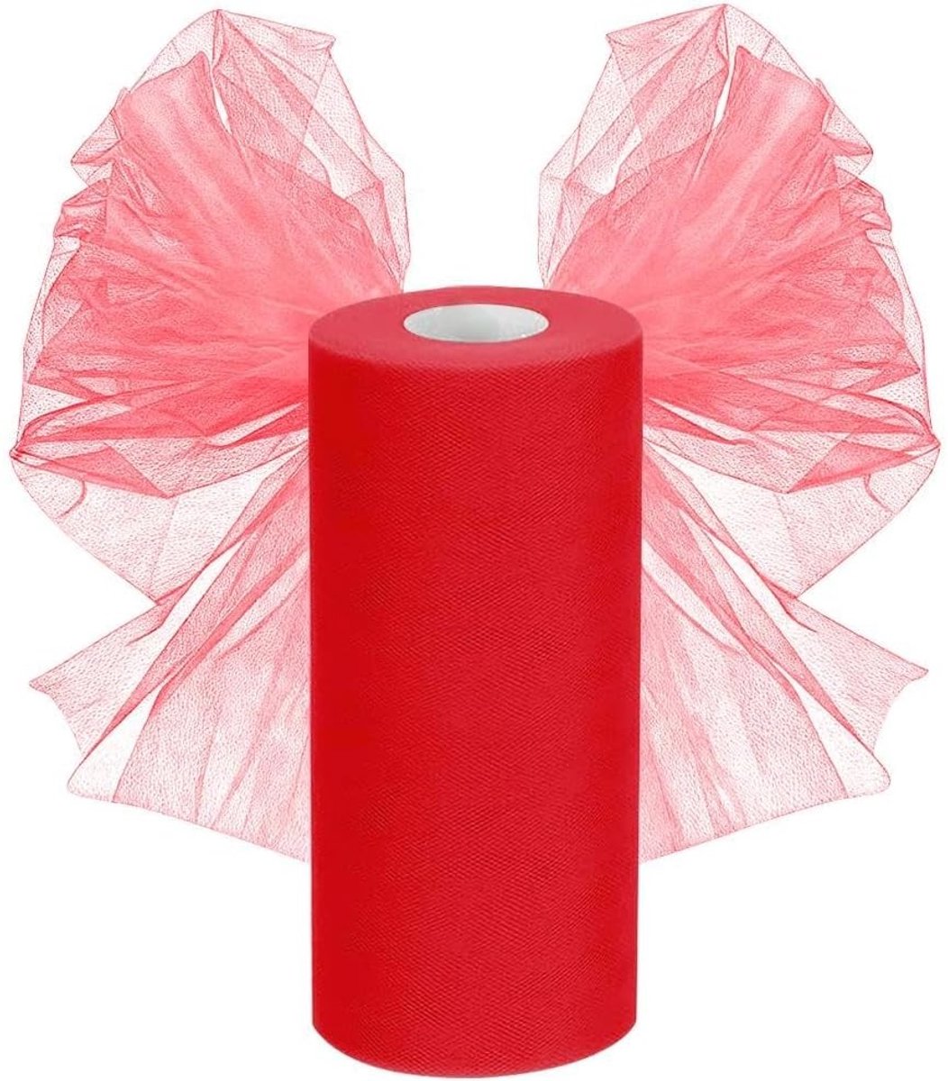 Rood Tule Stof en Organza Stof per Meter - Ideaal voor Bruiloftsdecoratie, Knutselen en Feestdecoratie (30 x 93 m)