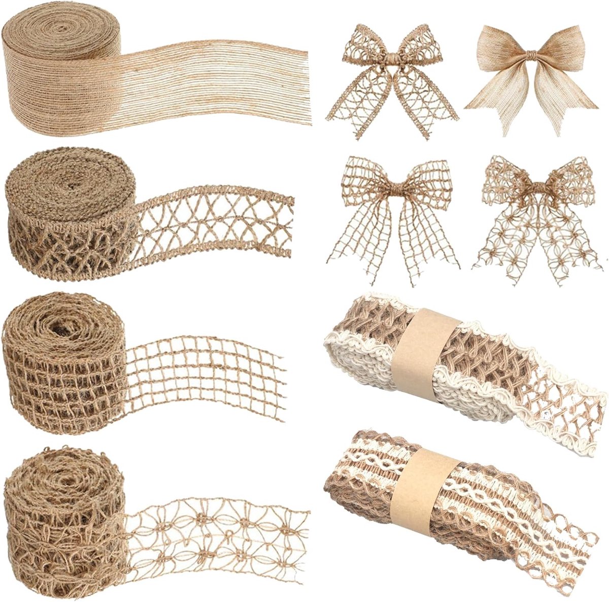 6 rollen natuurlijk jute lint Kantlint voor knutselwerk Vintage jute lint voor het inpakken van cadeaus Knutselwerk van linnen Bruiloften en Kerstmis