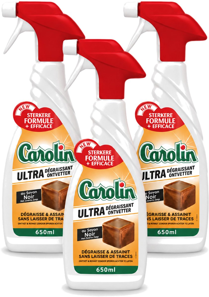 3 x Carolin - Savon Noir - Allesreiniger - Spray - 650 ml - Voordeelverpakking - 3 stuks