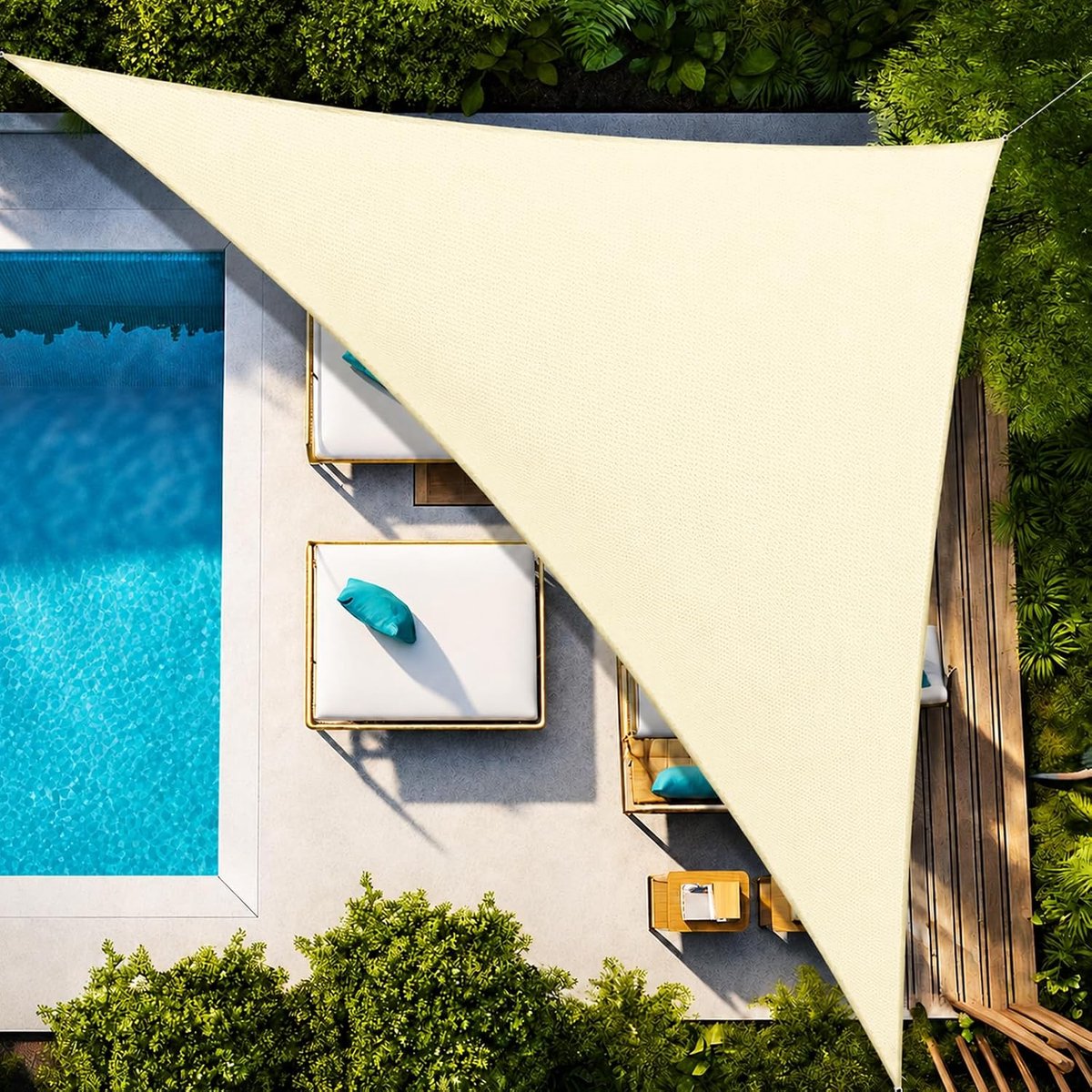 Zonnescherm van polyester Oxford-stof, waterafstotend, uv-bestendig, voor tuin, balkon en terras (crème, 3 x 3 x 4,3 m) - ShopVlot