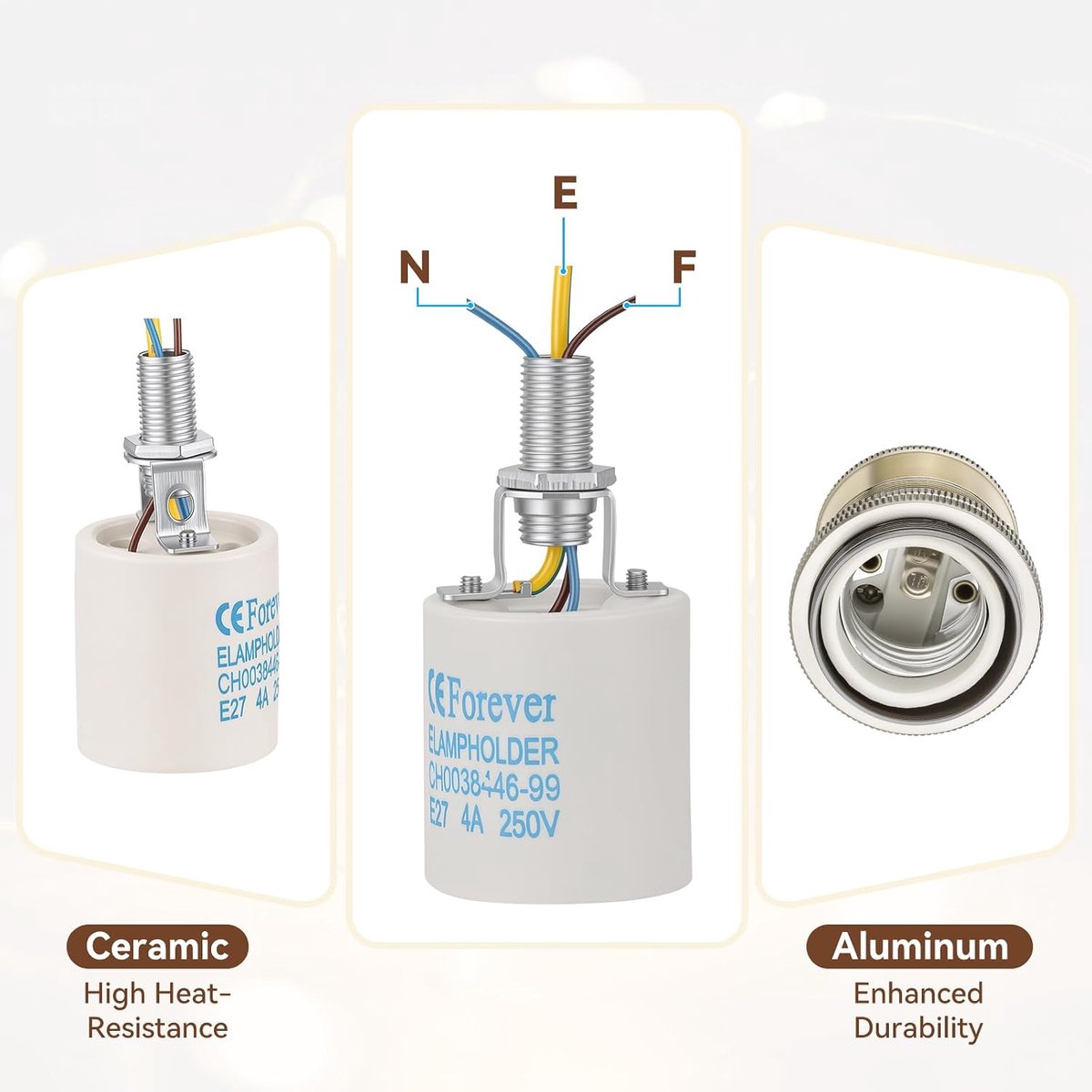 E27 Vintage Solid Lamp Holder Ceramic Lamp Holder Edison Screw Light Bulb Socket Adapter - ShopVlot