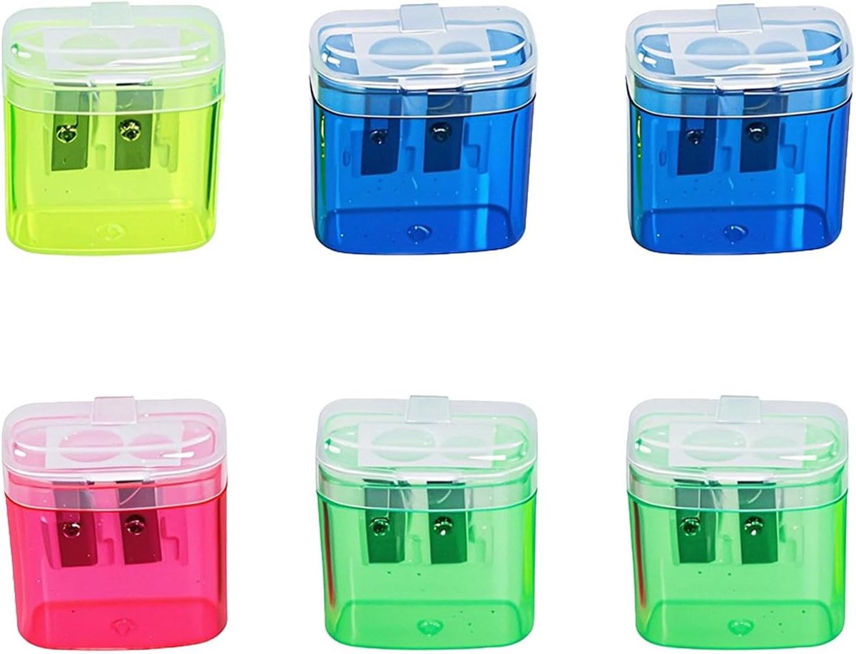 6 Pieces Double Hole Pencil Sharpener Metal Colourful Manual Pencil Sharpener for School and Office - ShopVlot