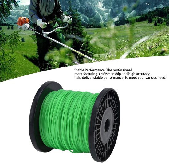 Kwalitatieve 2mm Grastrimmer Draad voor Tuinonderhoud - 100m Spoel met Quadrate Snijdraad en Tuingereedschap Accessoires — afbeelding 3