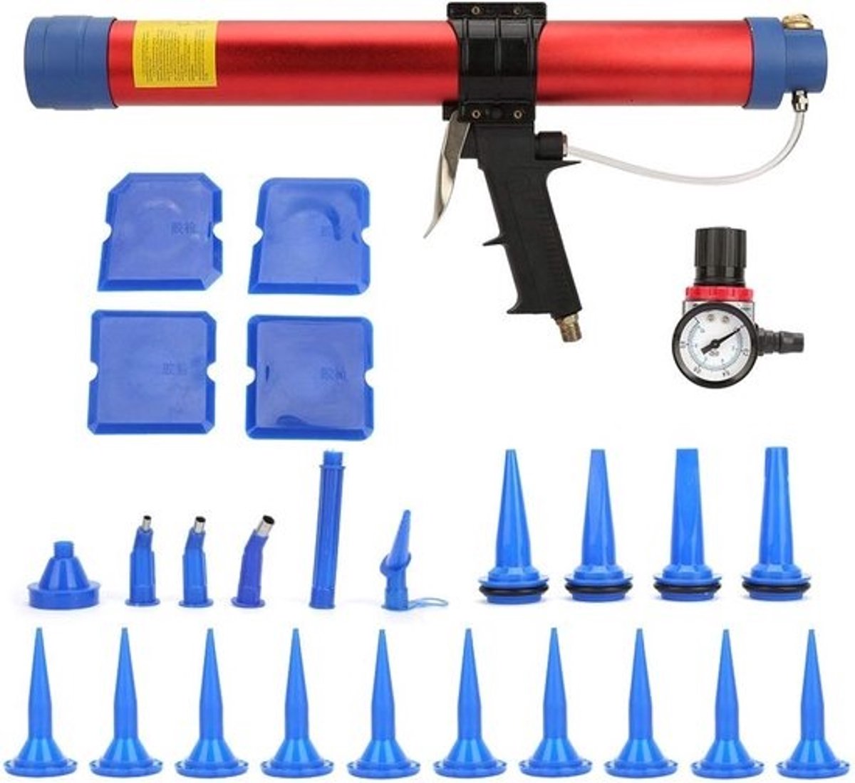 Pneumatisch kitpistool - Luchtpistool en lijmpistool - Voor bouw en reparatie - 600 ML capaciteit - 40 x 10 x 5 cm