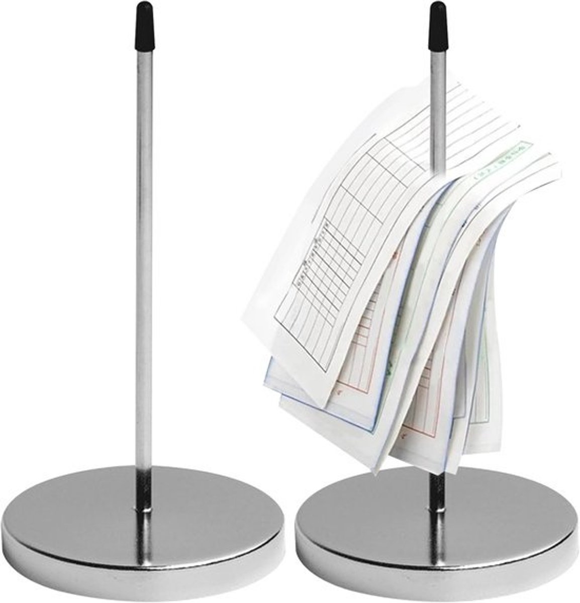 Set van 2 Metalen Bonnenhouders / Ticket Spikes - Zilver - voor Keuken, Restaurant en Kantoor