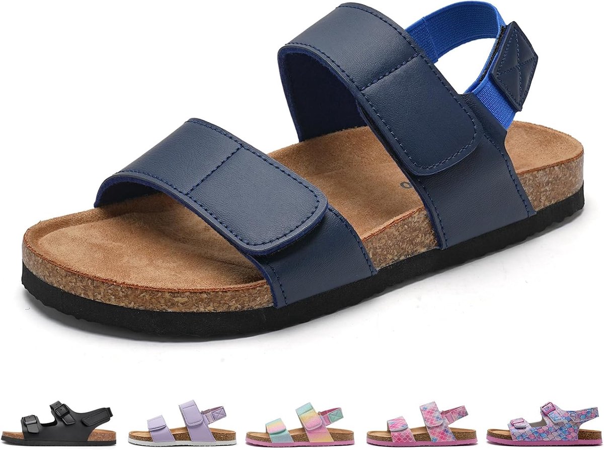Torotto Sandals for Girls and Boys, Cork Summer Sandals with Strap, Adjustable Buckle, Non-Slip Shoes for Indoor and - ShopVlot
