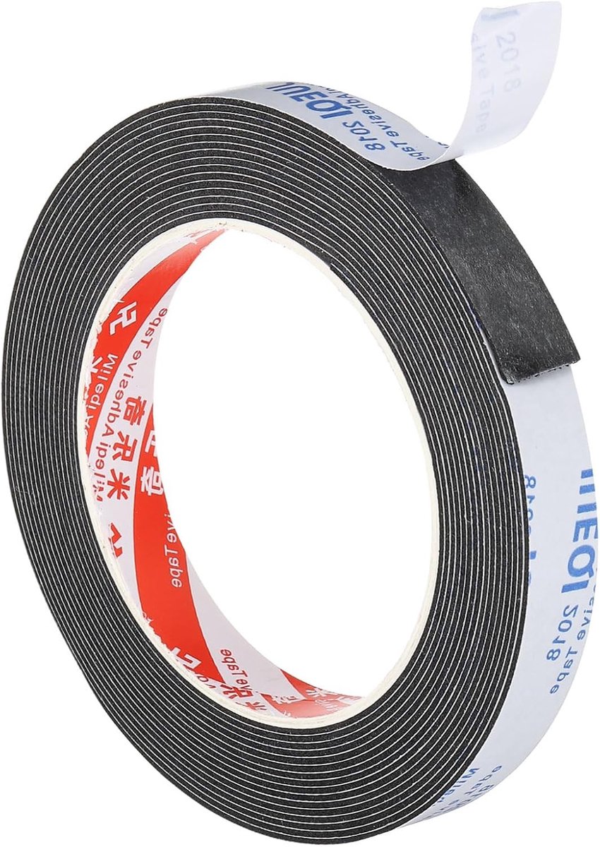 Sealing Foam Tape 5m, 15mm Breed, 1mm Dik, Enkele Zijde Voor Isolatie van Deur en Raam, Zwart
