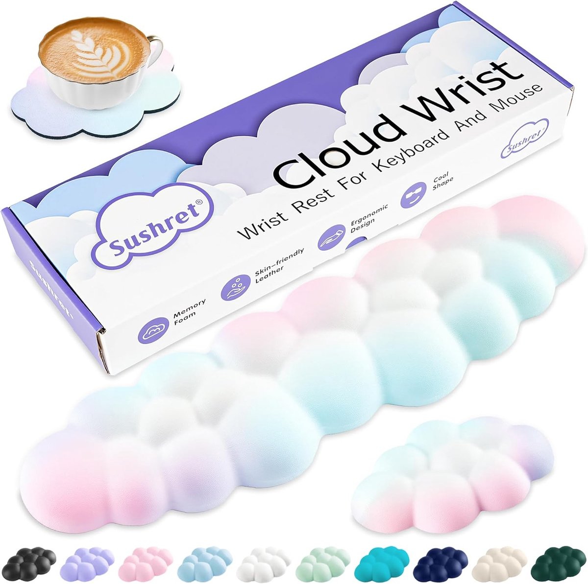 Cloudvormige Polssteun van PU Leer en Geheugenfoam - Schattige Kussens voor Pols en Arm Ondersteuning, Perfect voor PC, Gaming en Comfortabel Typen
