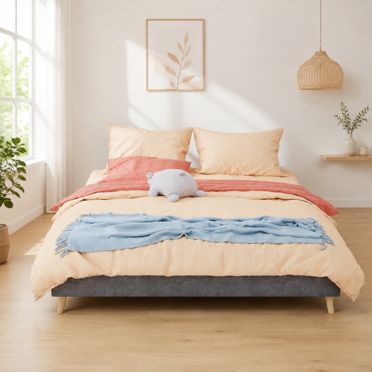 WUVRIE Bedframe 160x200 cm met lattenbodem, grijze fluwelen bekleding, zonder hoofdbord en matras Grijs