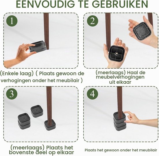 12 Stuks Bedpoot Verhogers 3.5cm, Stapelbare Meubelverhogers voor Banken, Tafels en Stoelen, Ondersteuning met Diameter 5cm voor Verbeterde Hoogte en Comfort — afbeelding 5