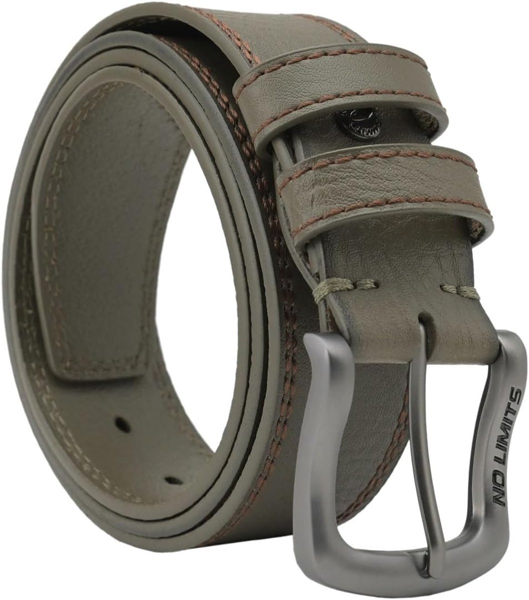 No Limtis Men's Genuine Leather Double Seam Belt 4 cm High Nickel Free Buckle Can Be Shortened with Box - ShopVlot