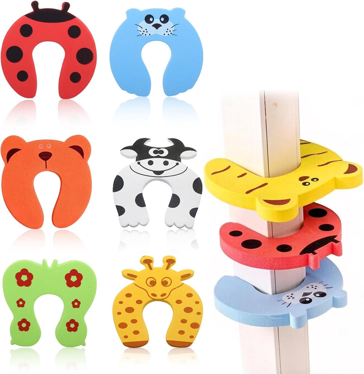 Set van 6 klembeschermingen voor deuren en kinderen, kinderbeveiliging, deur- en vingerbescherming, zachte - ShopVlot
